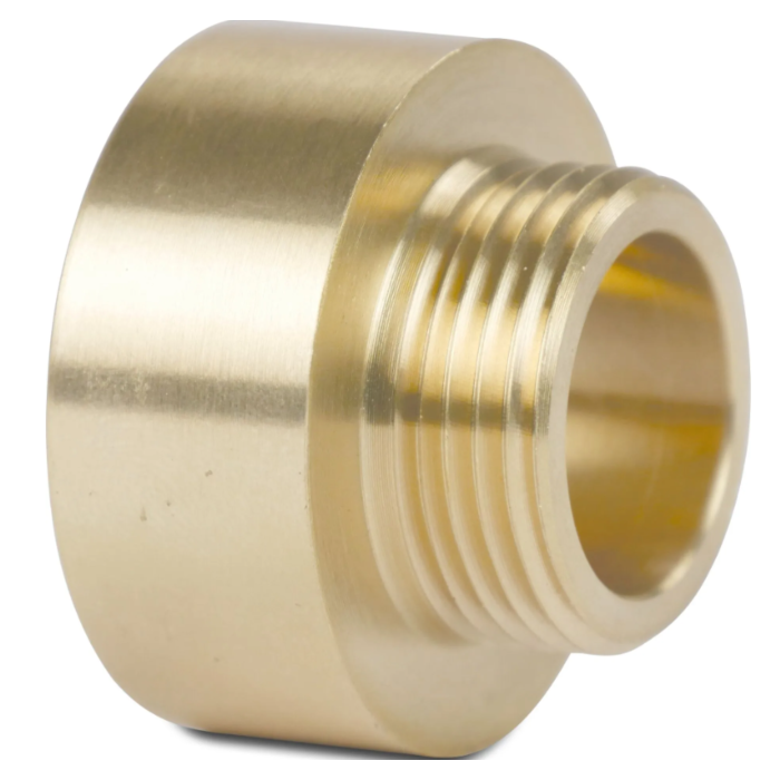 Messing soknippel binnendraad 1 1/4" x buitendraad 1"