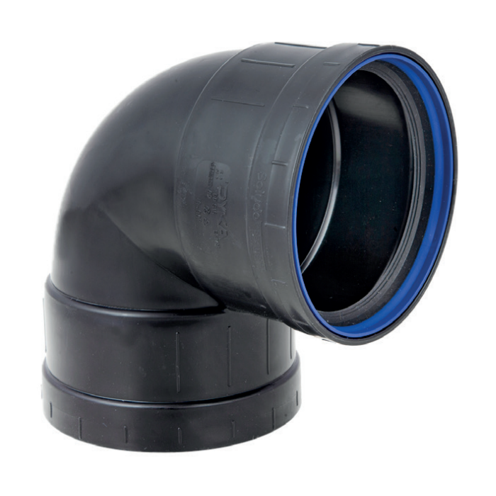 PP bocht zwart 2 x manchet 40 mm 90°