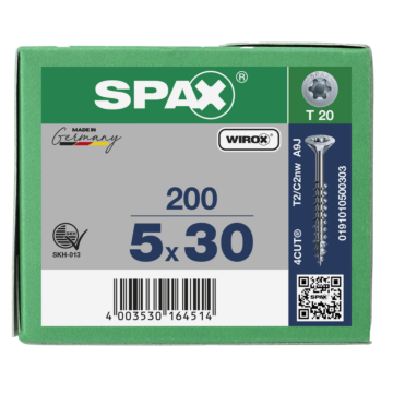 Spax spaanplaatschroeven T20 verzinkt 5 mm mm deeldraad