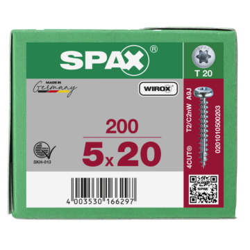 Spax spaanplaatschroeven T20 cilinderkop verzinkt 5 mm voldraad