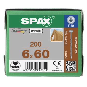 Spax tellerkopschroeven T30 verzinkt 6 mm voldraad