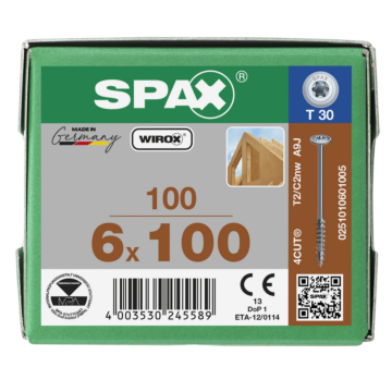 Spax tellerkopschroeven T30 verzinkt 6 mm deeldraad