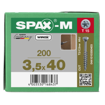 Spax spaanplaatschroeven T15 met boorpunt verzinkt 3.5 mm deeldraad