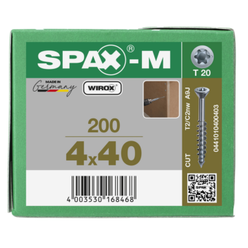 Spax spaanplaatschroeven T20 met boorpunt verzinkt 4 mm deeldraad