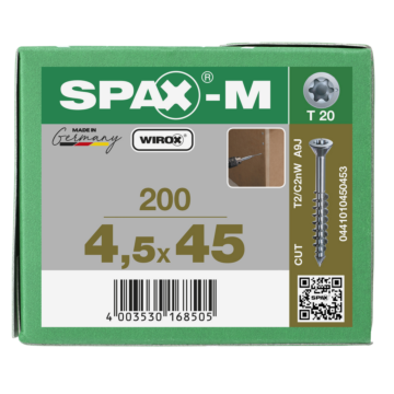 Spax spaanplaatschroeven T20 met boorpunt verzinkt 4.5 mm deeldraad