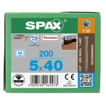 Spax vlonderschroeven T25 RVS A2 5 mm