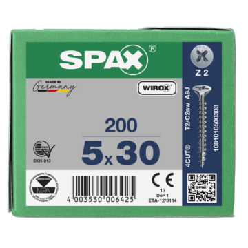 Spax spaanplaatschroeven PZ2 verzinkt 5 mm voldraad