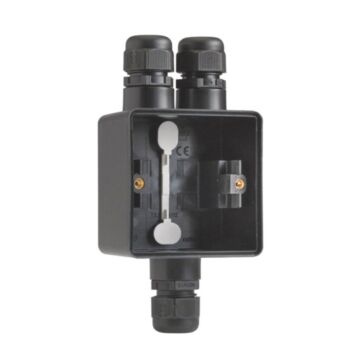 Niko new hydro zwarte spuitwaterdichte opbouwdoos 1-voudig 2 boven 1 onder ingang