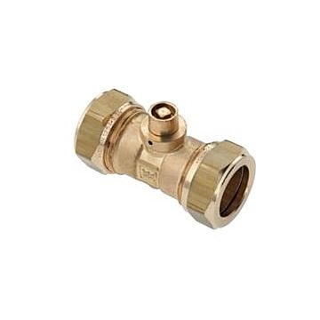 Bonfix messing rechte koppeling met ontluchter 2 x knel 15 mm